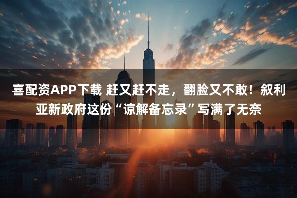 喜配资APP下载 赶又赶不走，翻脸又不敢！叙利亚新政府这份“谅解备忘录”写满了无奈
